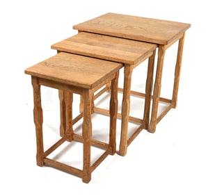 (3) DANISH OAK NESTING TABLES