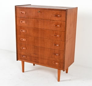 DANISH TEAK TALLBOY CHEST OF DRAWERS, C.1960'S