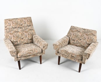 (2) DANISH MID-CENTURY HIS & HERS ARMCHAIRS