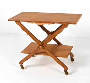 DANISH OAK CROSS BASE TABLE, C.1970'S