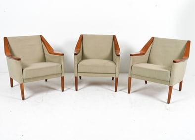 (3) SCANDINAVIAN TEAK UPHOLSTERED ARM CHAIRS