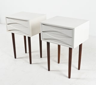 (2) SCANDINAVIAN PAINTED OAK NIGHT STANDS