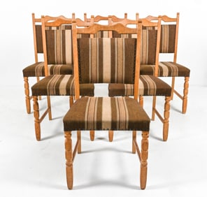 (6) DANISH OAK DINING CHAIRS ATTR. HENRY KJAERNULF
