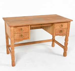 DANISH BRUTALIST OAK WRITING DESK