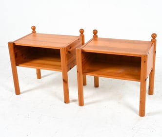 (2) SWEDISH OAK AND PINE END TABLES