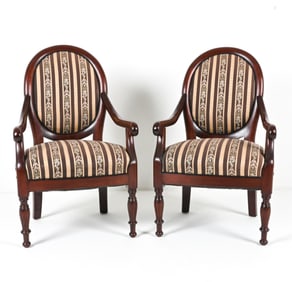 (2) SCANDINAVIAN MAHOGANY ARM CHAIRS