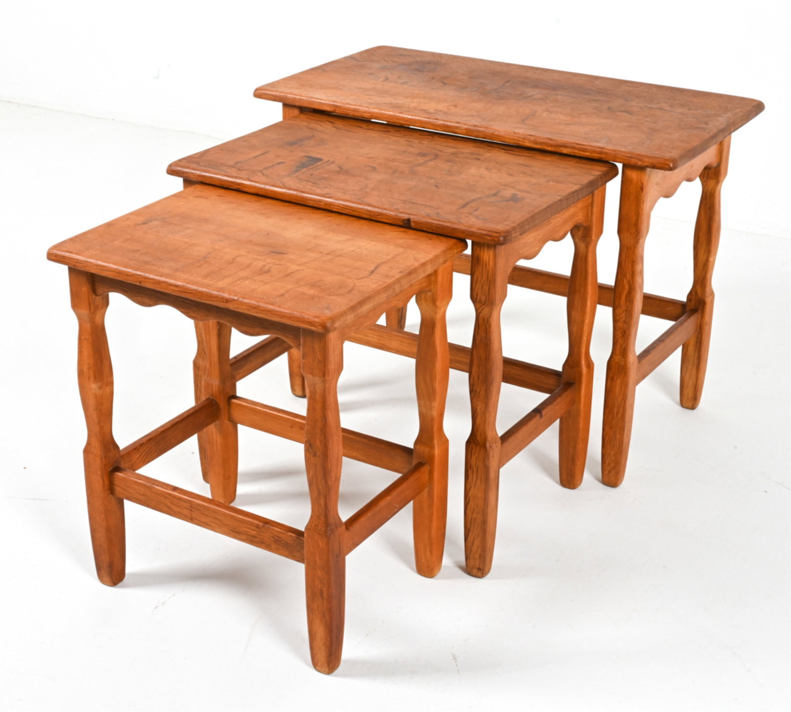 (3) DANISH OAK NESTING TABLES (1 of 15)