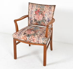 SCANDINAVIAN TEAK UPHOLSTERED ARMCHAIR