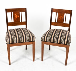 (2) ANTIQUE DANISH EMPIRE DINING CHAIRS WITH INLAY