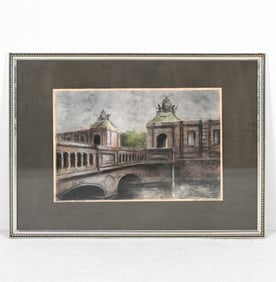 KAI LOTH JENSEN - OIL PASTEL ON PAPER CITYSCAPE