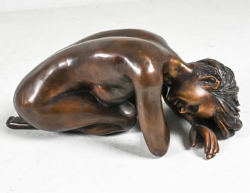 BRONZE SCULPTURE OF KNEELING FEMALE NUDE