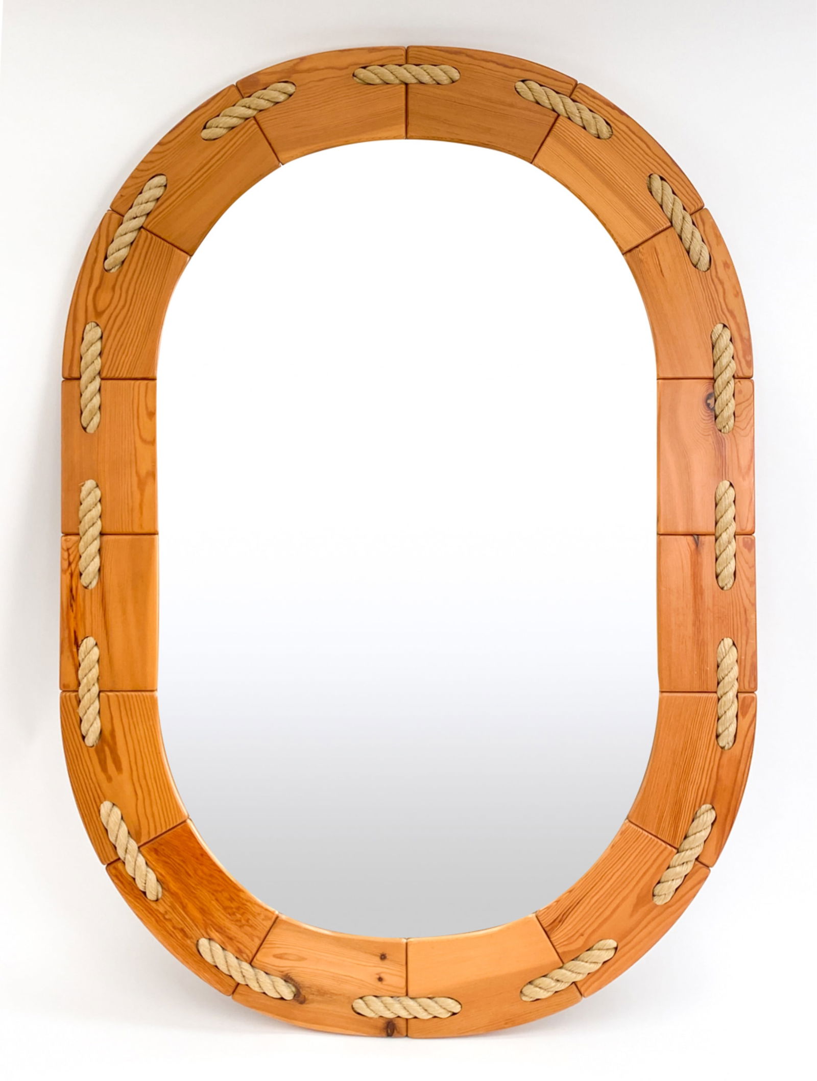 SWEDISH MID-CENTURY NAUTICAL ROPE & PINE MIRROR (1 of 8)