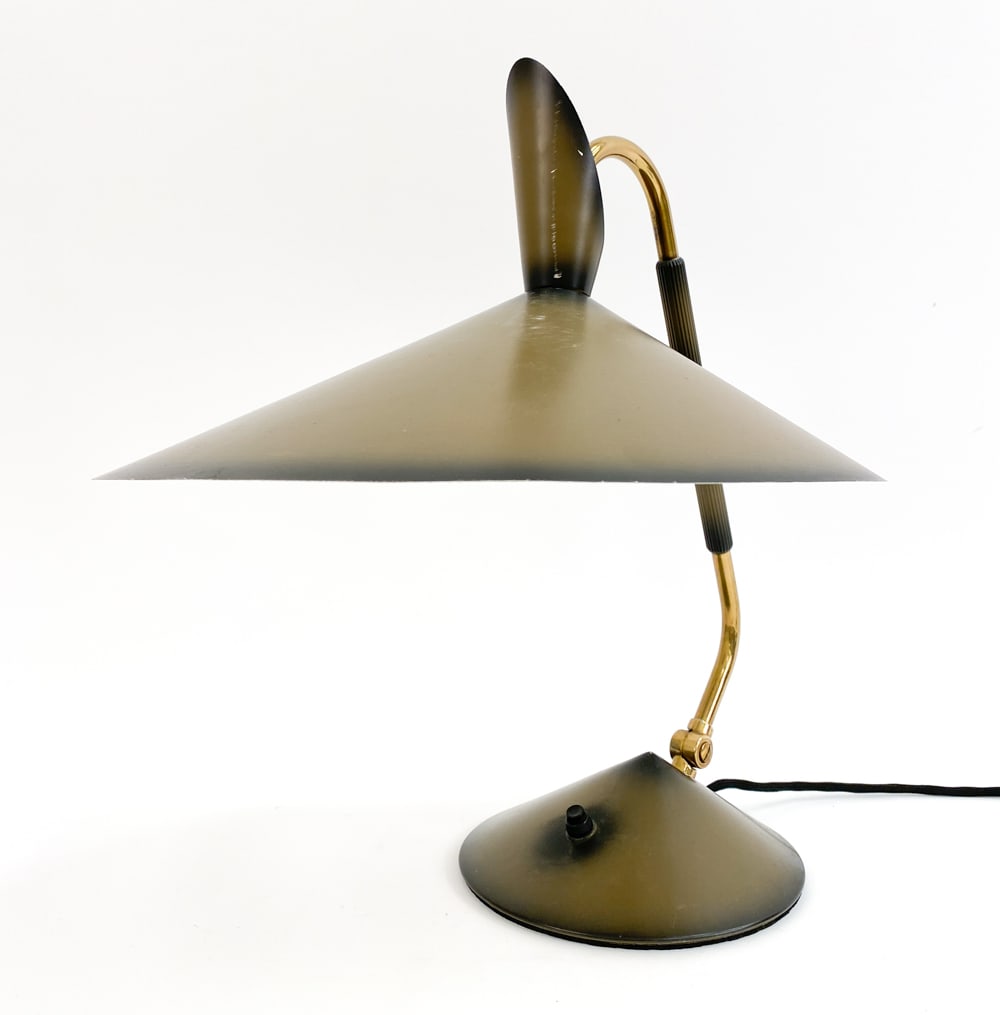 GERMAN STEEL GOOSENECK DESK LAMP, C. 1950'S (1 of 14)