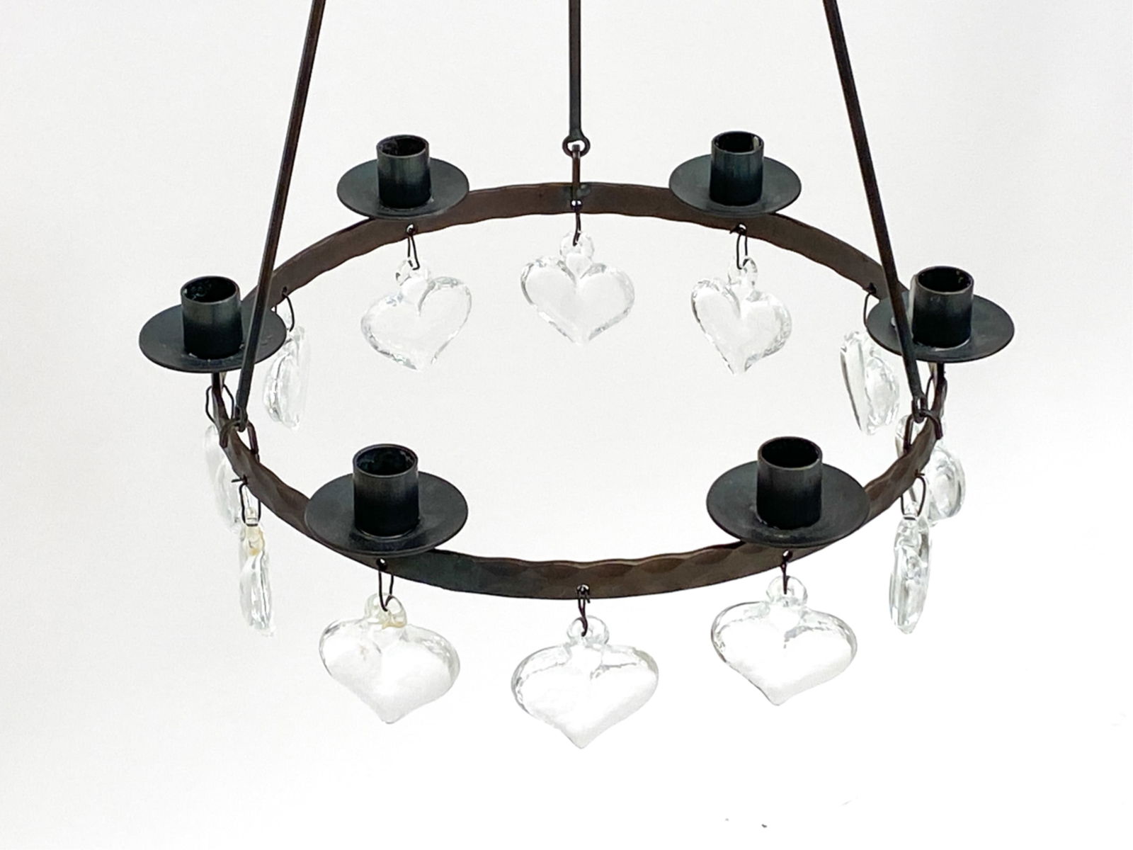 SWEDISH BODA SMIDE METAL & GLASS CHANDELIER (1 of 7)