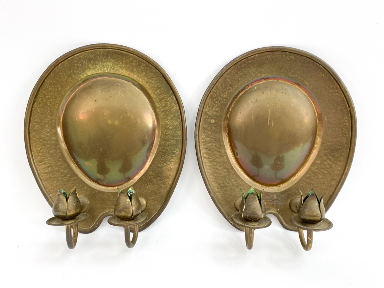 PAIR SCANDINAVIAN BRASS CANDLE WALL SCONCES (1 of 11)