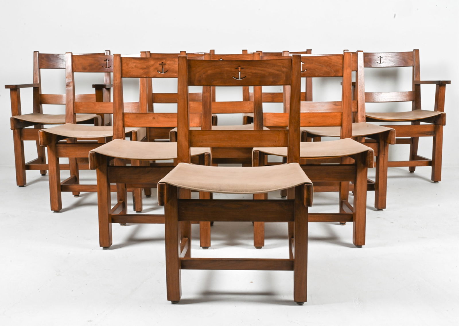 (10) ELM AND LEATHER DINING SIDE CHAIRS (1 of 13)
