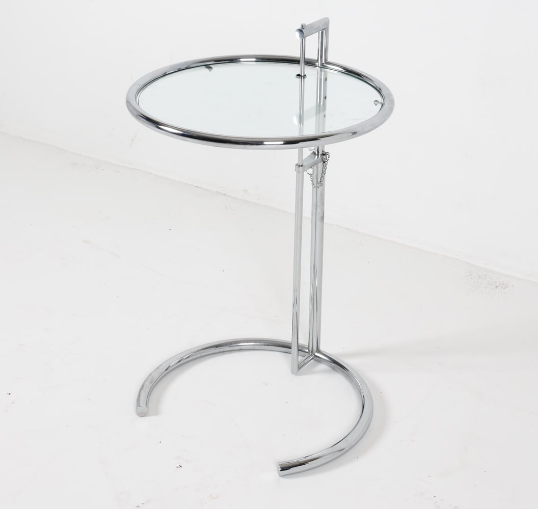 CHROME STEEL AND GLASS TABLE AFTER EILEEN GRAY (1 of 17)