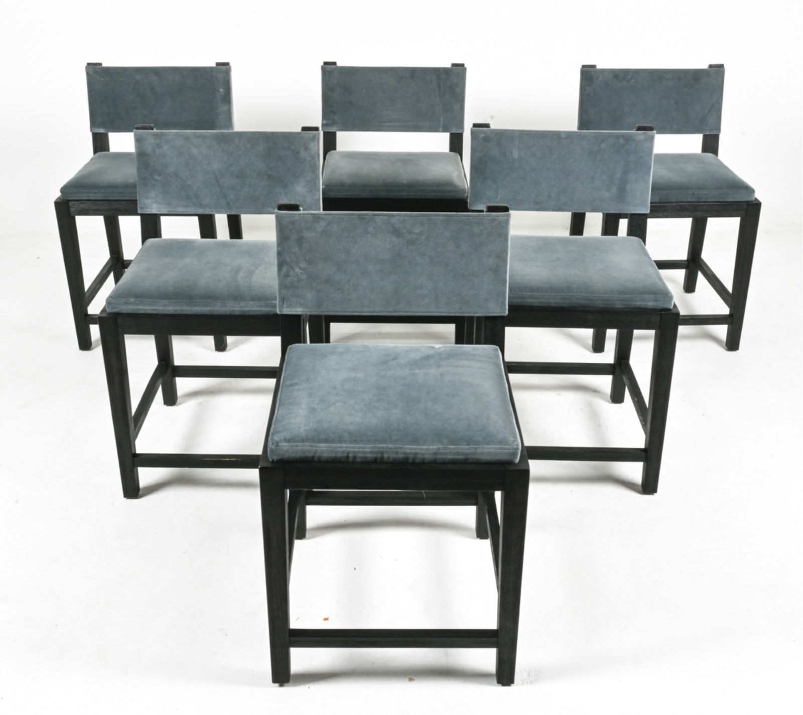 (6) OAK & VELVET STOOLS FOR RESTORATION HARDWARE (1 of 12)