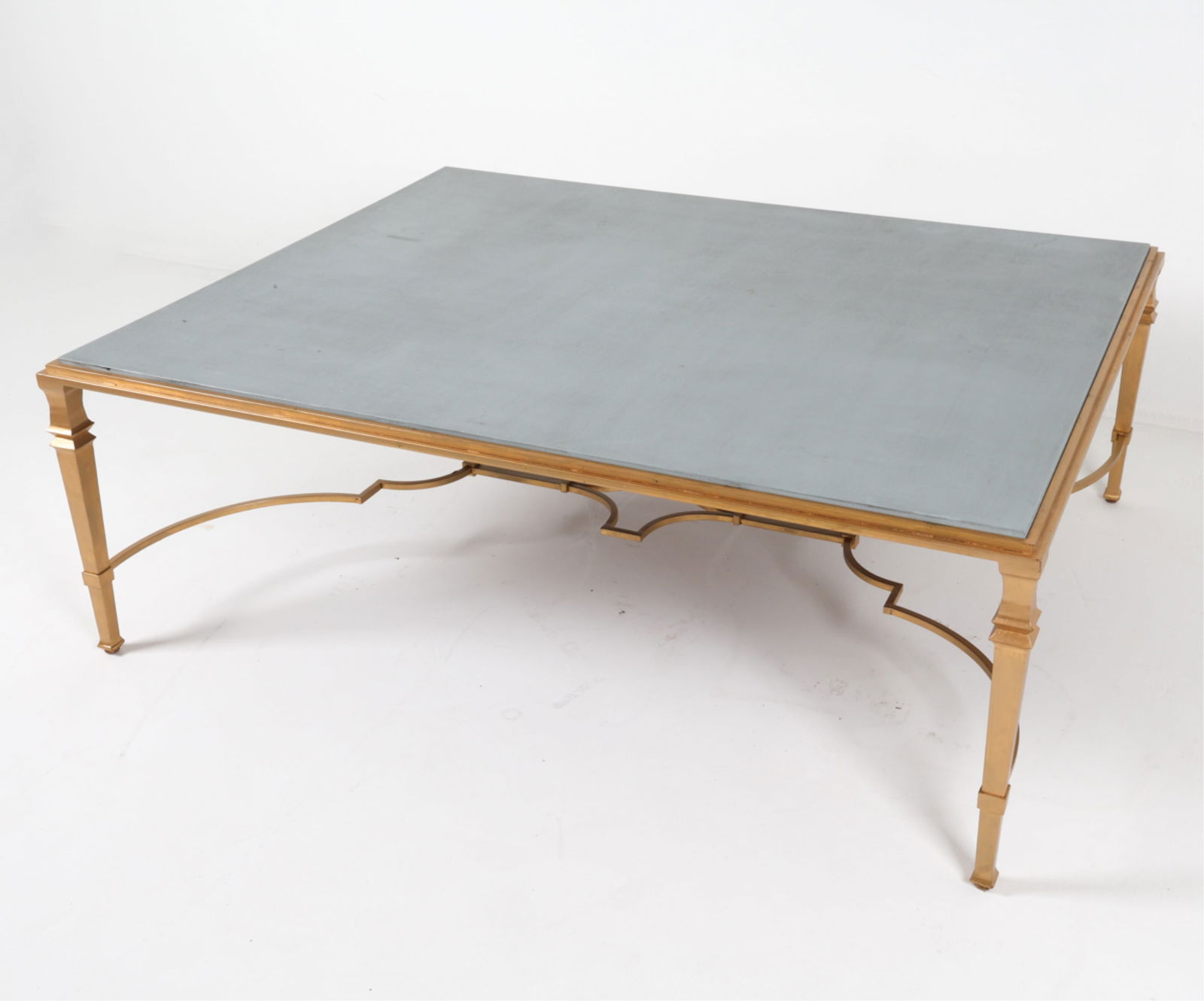 MID-CENTURY GILT IRON LINEN WRAPPED COFFEE TABLE (1 of 13)