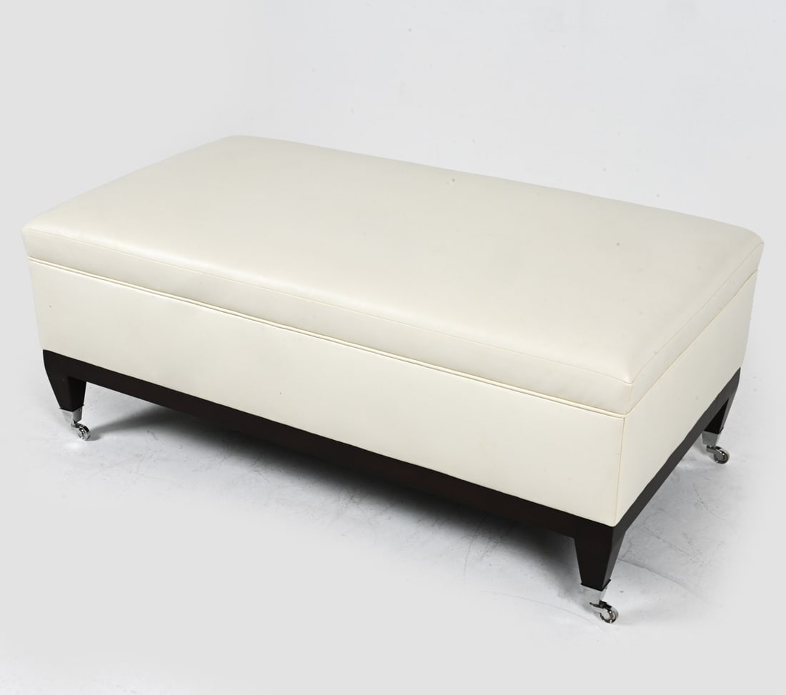 LEATHER AND OAK OTTOMAN FOR STEWART FURNITURE (1 of 14)