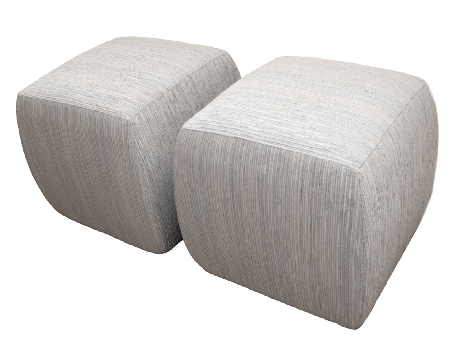 (2) CUBE OTTOMANS IN GREY SILK (1 of 14)