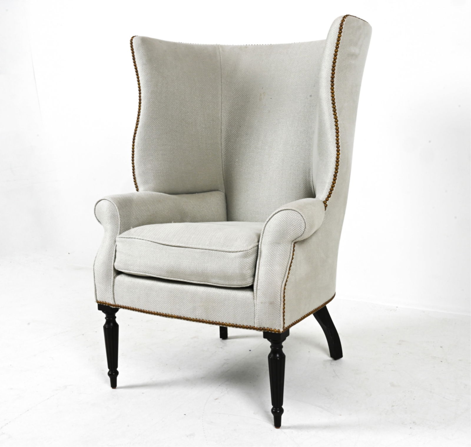 LINEN UPHOLSTERED WINGBACK ARMCHAIR (1 of 17)