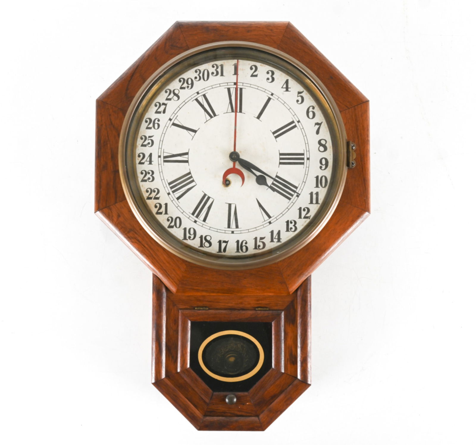 ANTIQUE 8-DAY OCTAGON WALL CLOCK BY JOHN W BENNETT (1 of 15)