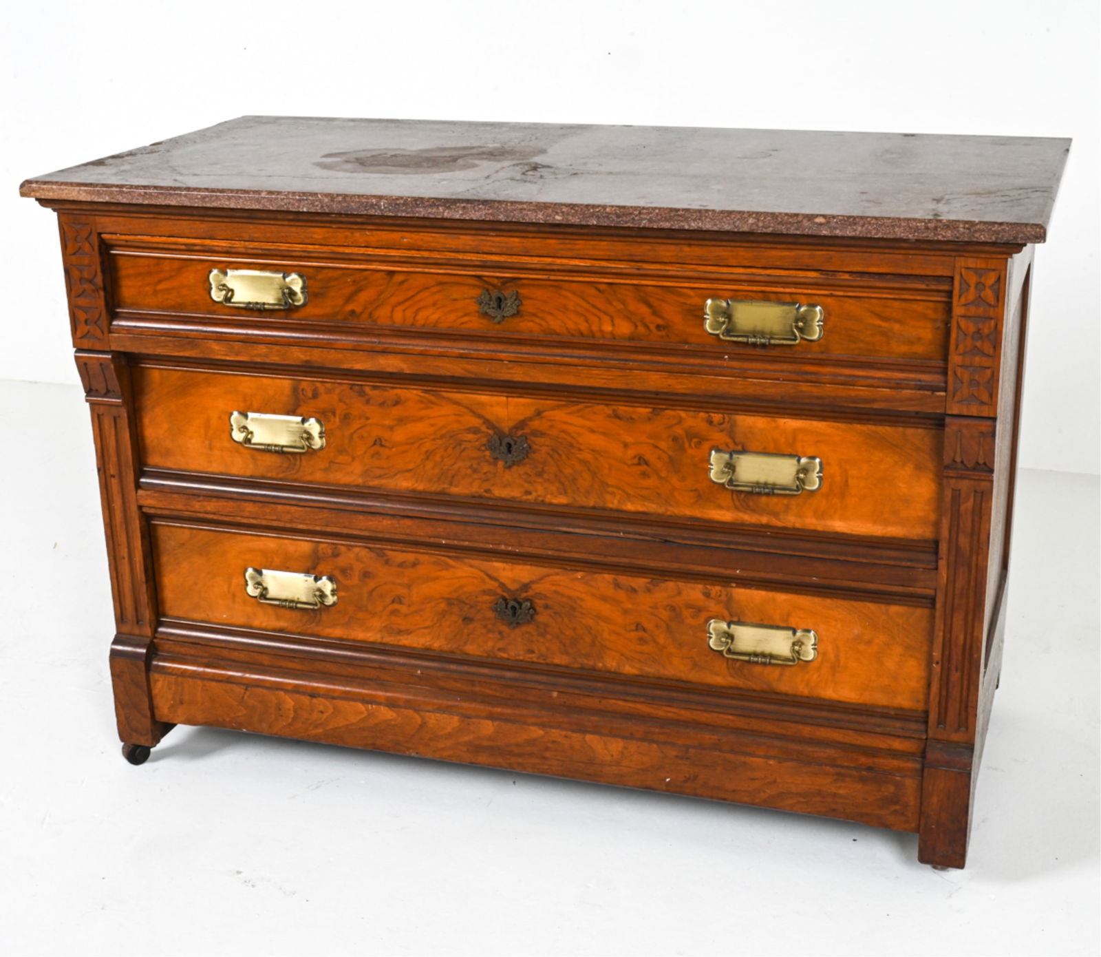 VICTORIAN EASTLAKE GRANITE-TOP CHEST (1 of 13)