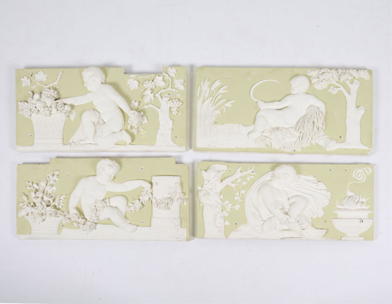 GROUPING OF PAINTED PLASTER WALL DECORATIONS (1 of 12)