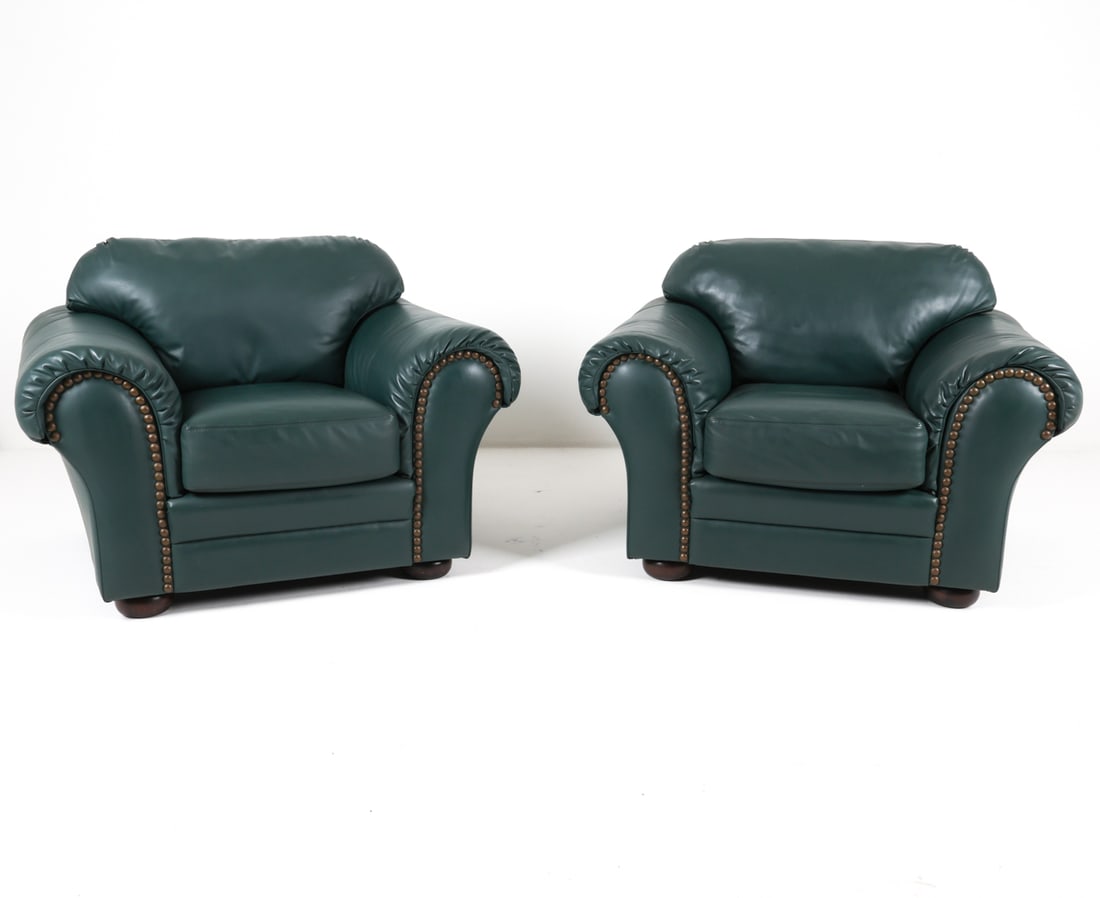 PAIR OF LEATHER LOUNGE CHAIRS (1 of 10)