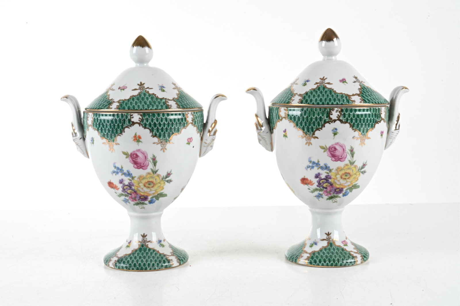 PAIR OF PORCELAIN COVERED URNS (1 of 12)