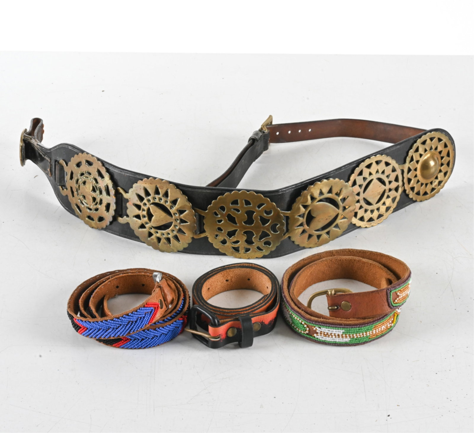 (4) VINTAGE ARTISAN-MADE LEATHER BELTS (1 of 6)