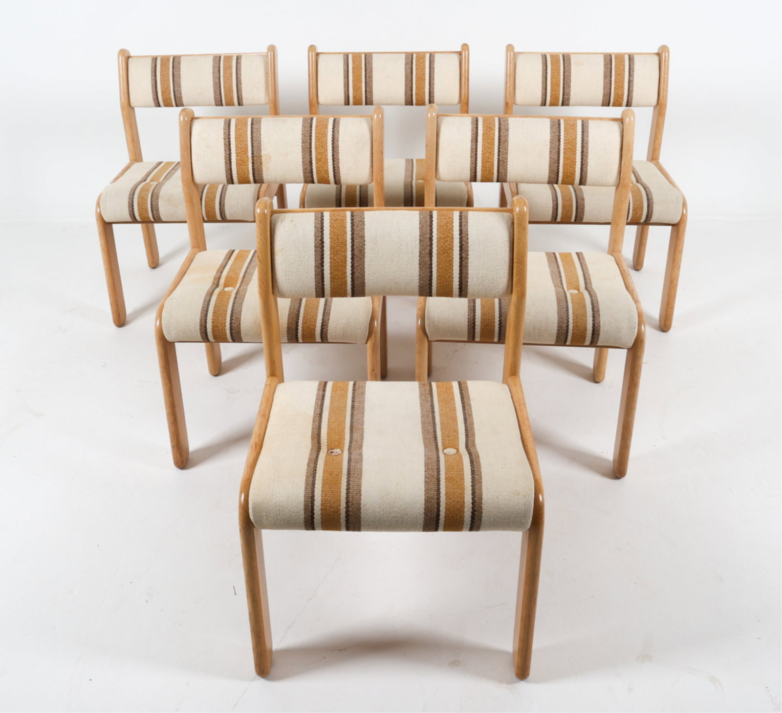 (6) DANISH OAK DINING CHAIRS W/ WOOL UPHOLSTERY (1 of 12)