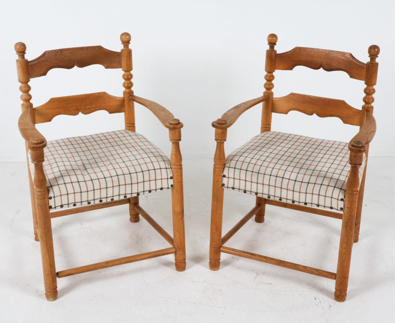 (2) SCANDINAVIAN OAK LADDERBACK ARMCHAIRS (1 of 17)