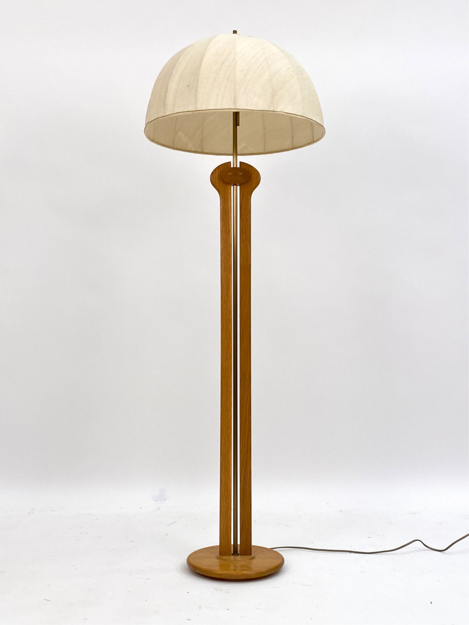 TEMDE GERMAN OAK ART DECO FLOOR LAMP C.1970'S (1 of 11)