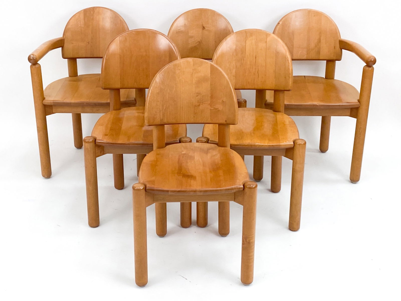 (6) BEECH DINING CHAIRS, DAUMILLER STYLE. C.1970'S (1 of 20)