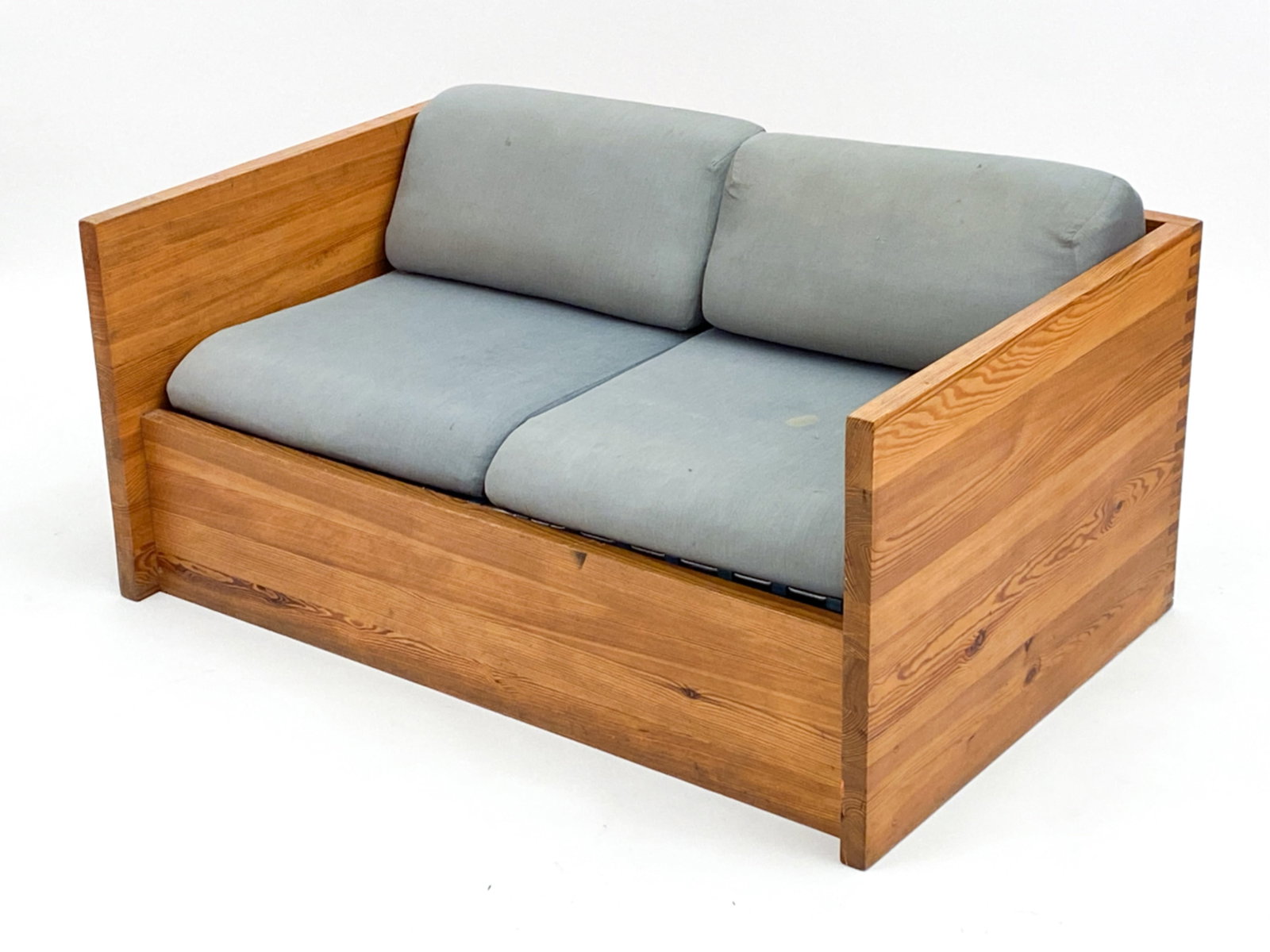 ATE VAN APELDOORN PINE LOVESEAT SOFA C1960'S (1 of 13)