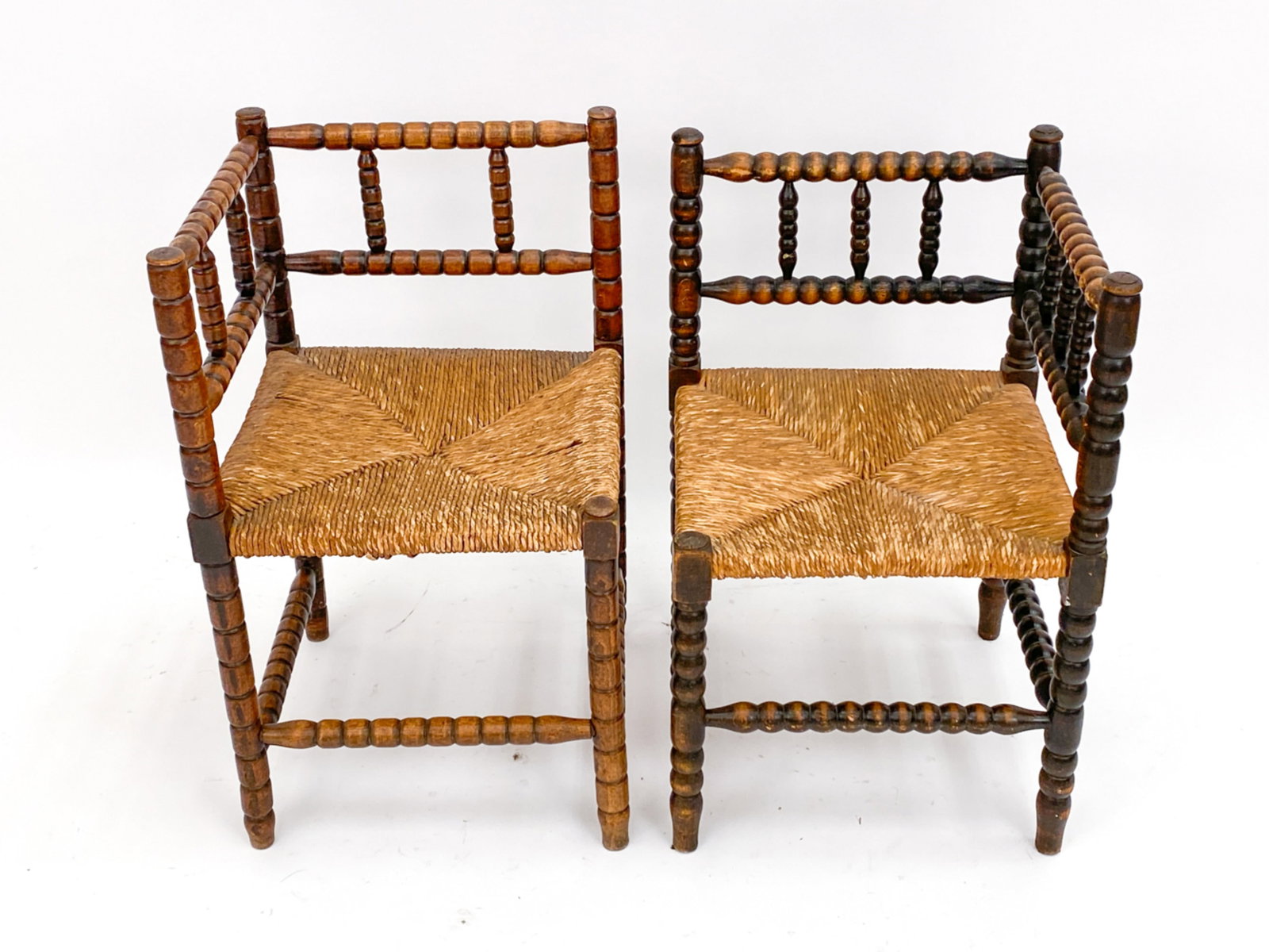 (2) DUTCH OAK & RUSH CORNERCHAIRS. C.1930'S (1 of 10)