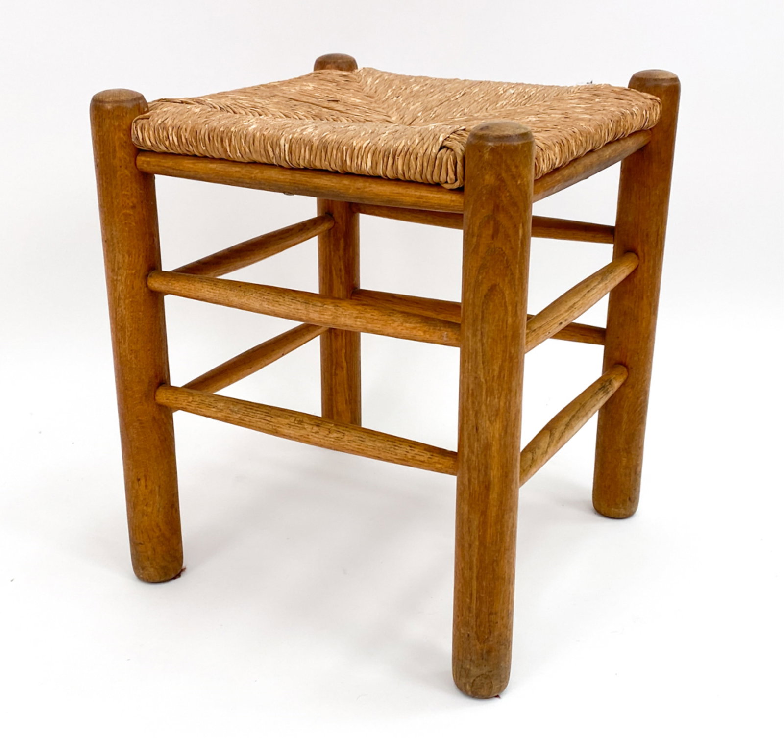 DUTCH OAK & RUSH STOOL, C.1950'S (1 of 9)
