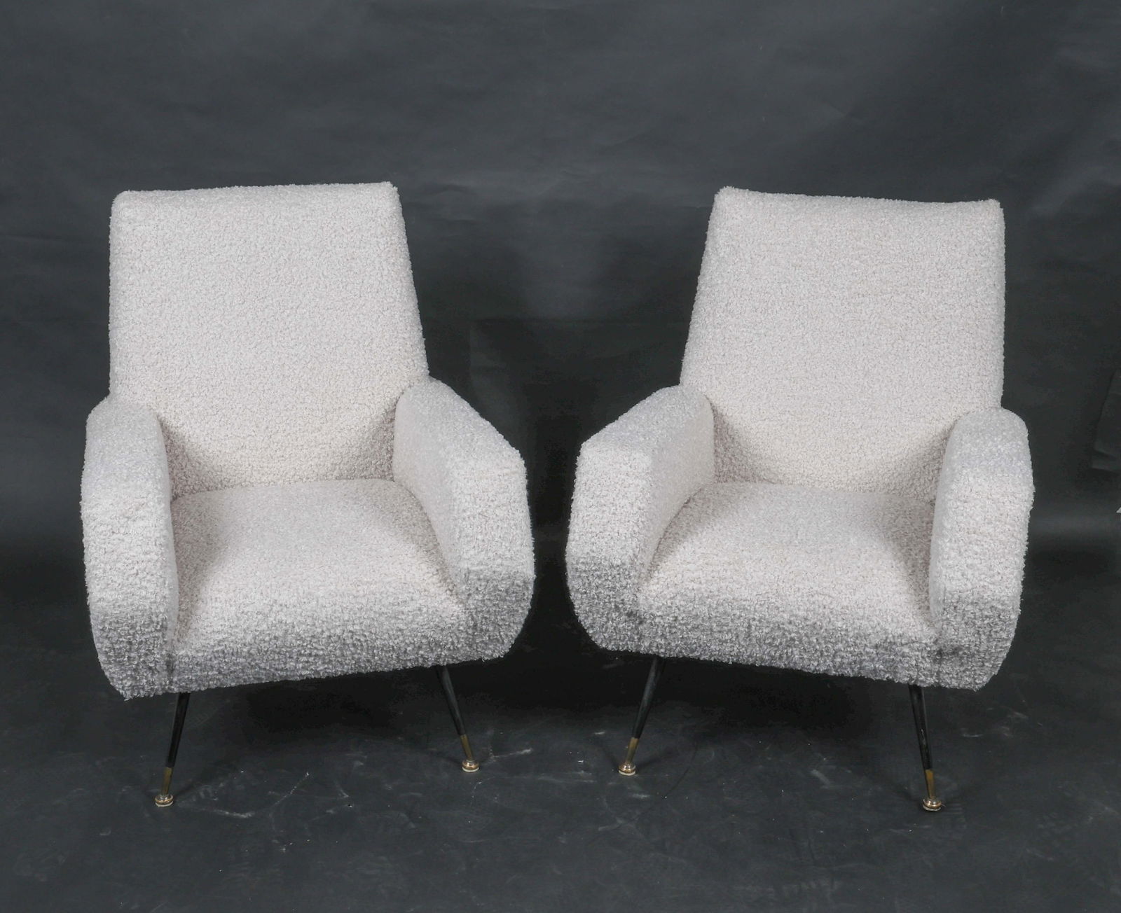 (2) ITALIAN SPACE AGE ARMCHAIRS IN WHITE BOUCLE (1 of 11)