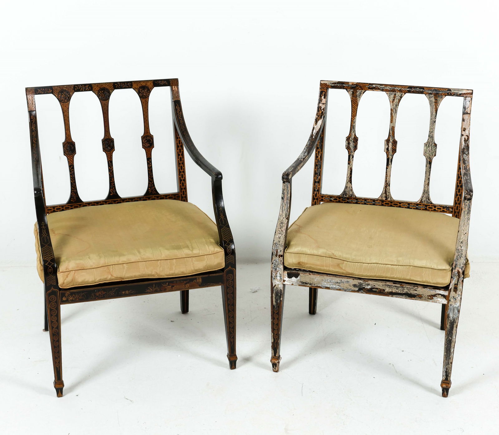 (2) GEORGIAN PAINT DECORATED ARMCHAIRS (1 of 20)