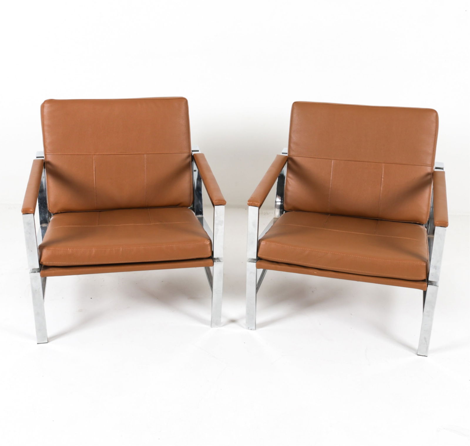 (2) 'ATLAS' LEATHER AND CHROME STEEL ARMCHAIRS (1 of 15)