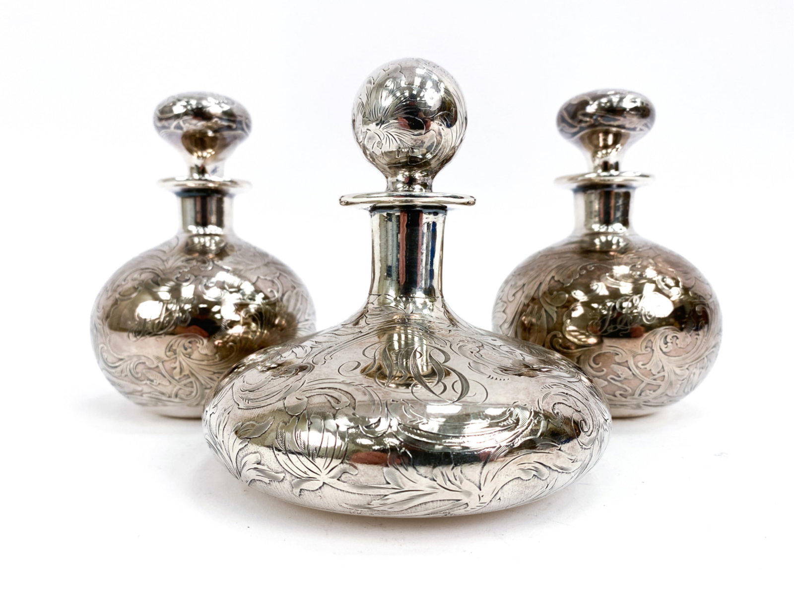 (3) STERLING OVERLAY PERFUME BOTTLES (1 of 18)