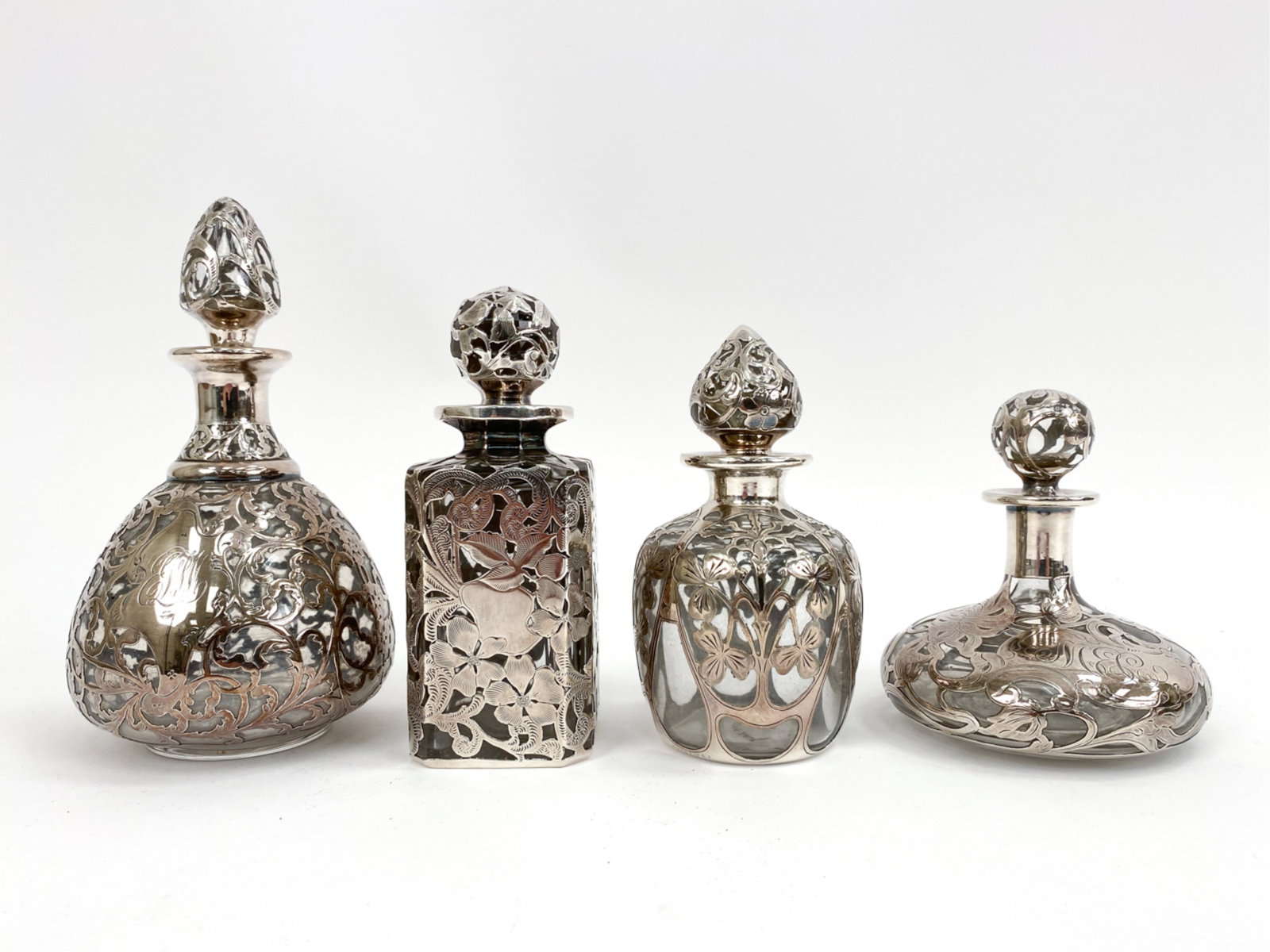 (4) STERLING SILVER OVERLAY PERFUME BOTTLES (1 of 17)