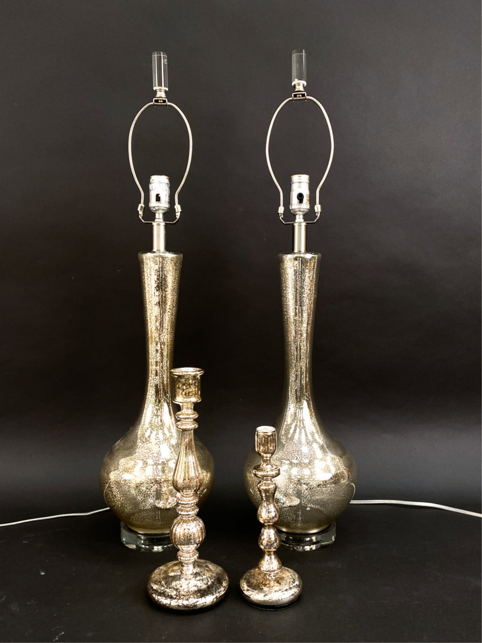 (4) MERCURY GLASS LAMPS & CANDLEHOLDERS (1 of 14)