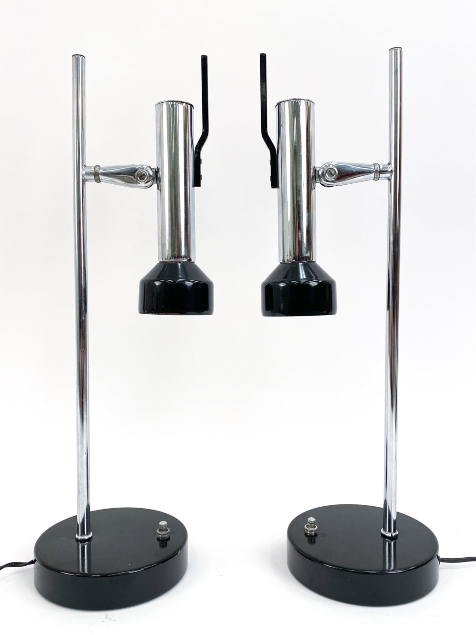 PAIR OF MID-CENTURY CHROME AND STEEL LAMPS (1 of 8)