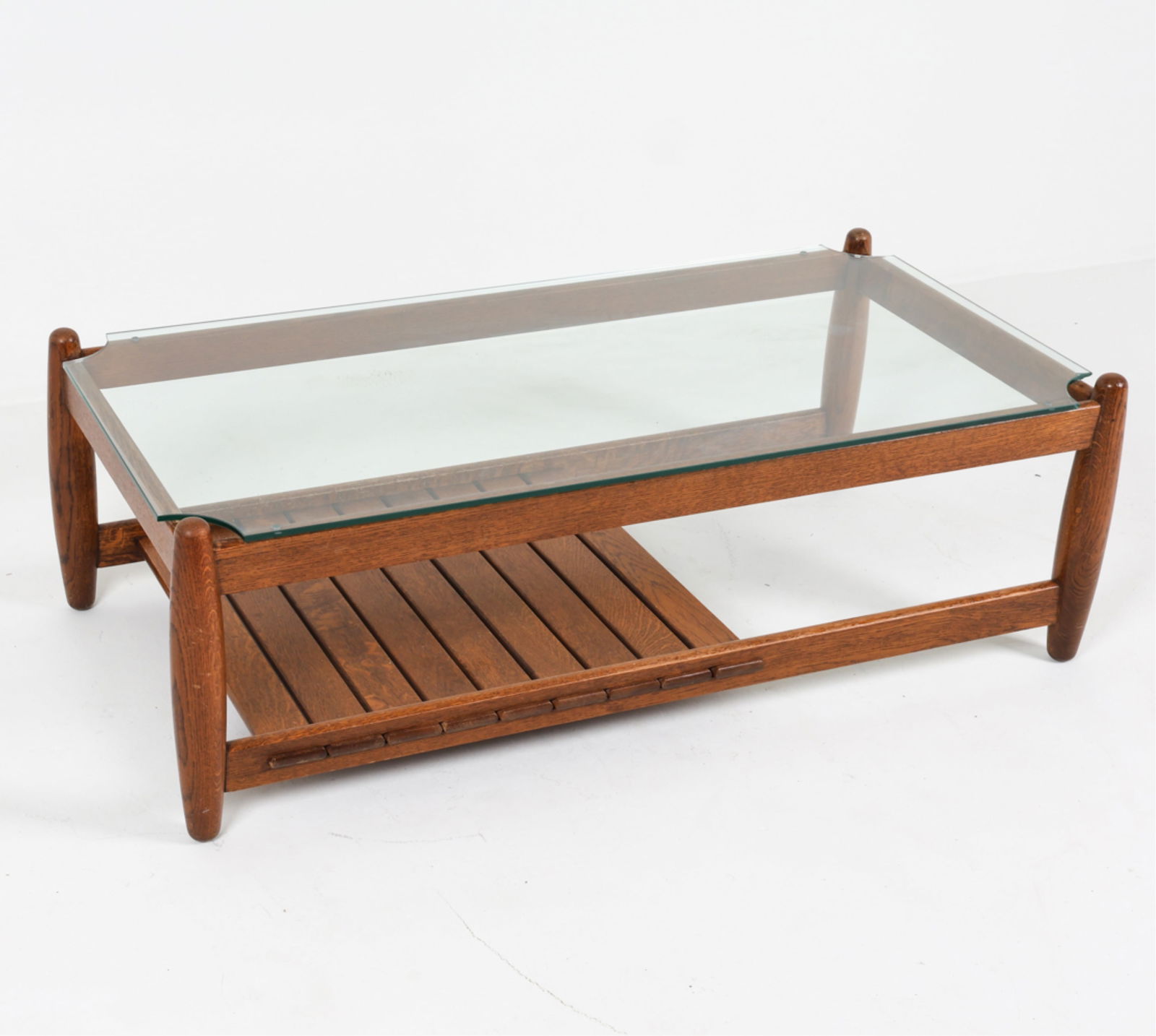 DUTCH BRUTALIST OAK AND GLASS COFFEE TABLE (1 of 12)