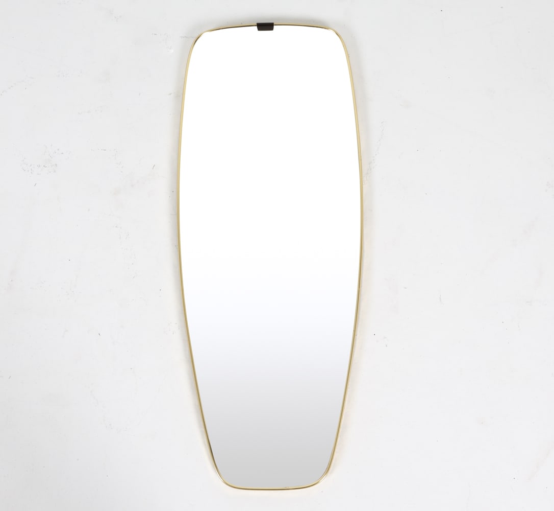 ATOMIC BRASS AND GLASS MIRROR, C.1950'S (1 of 9)