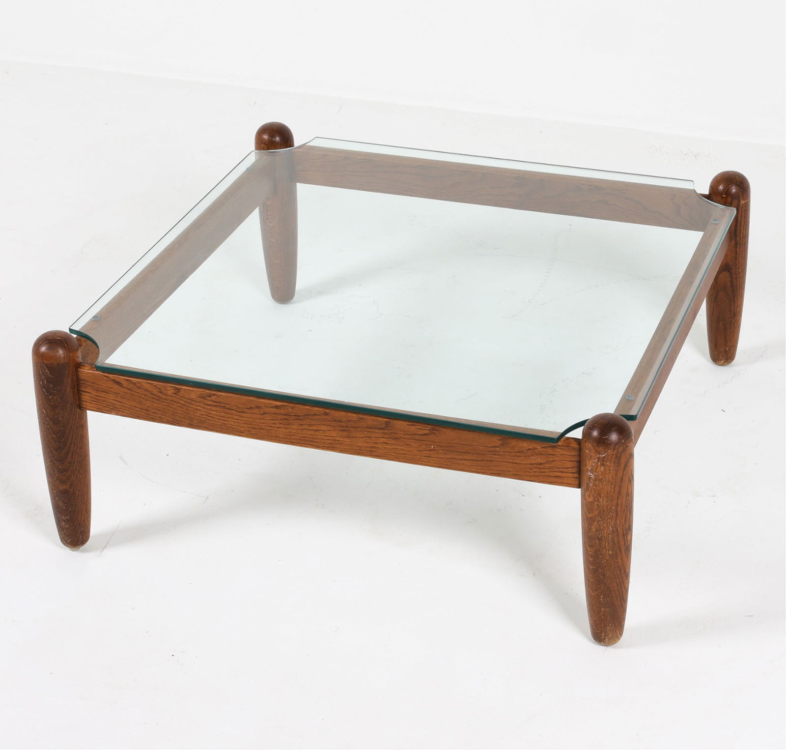 DUTCH BRUTALIST OAK AND GLASS COFFEE TABLE (1 of 10)
