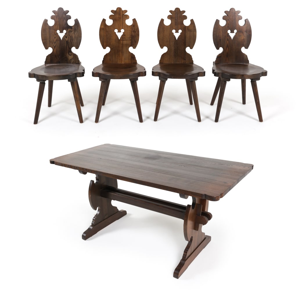 CARVED OAK DINING TABLE & (4) CHAIRS FOR CEPELIA (1 of 20)